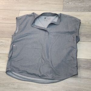 Figs Woman's Rafaella Oversized Mandarin Collar Scrub Grey Vest Shirt Size Small